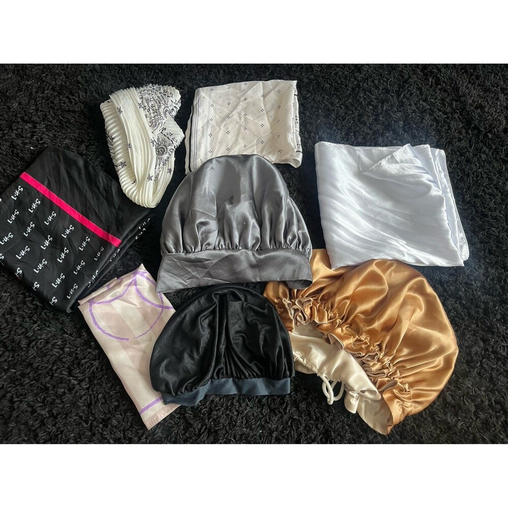 Hair Bonnets and scarves Qty 8